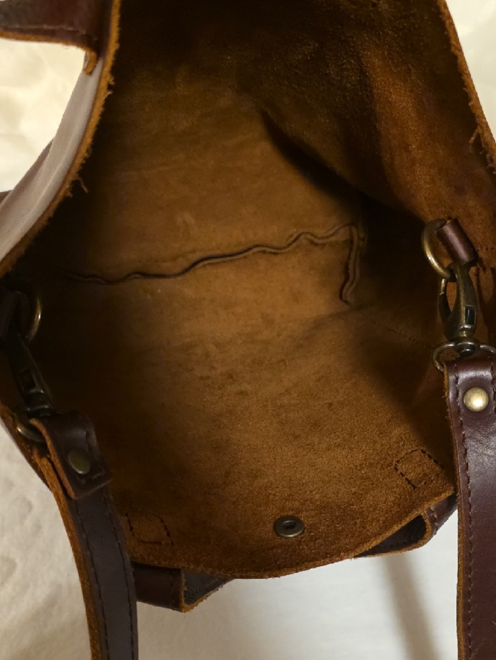 Portland Leather Brown Mini Crossbody Tote Bag with Front Pocket - Picture 3 of 6